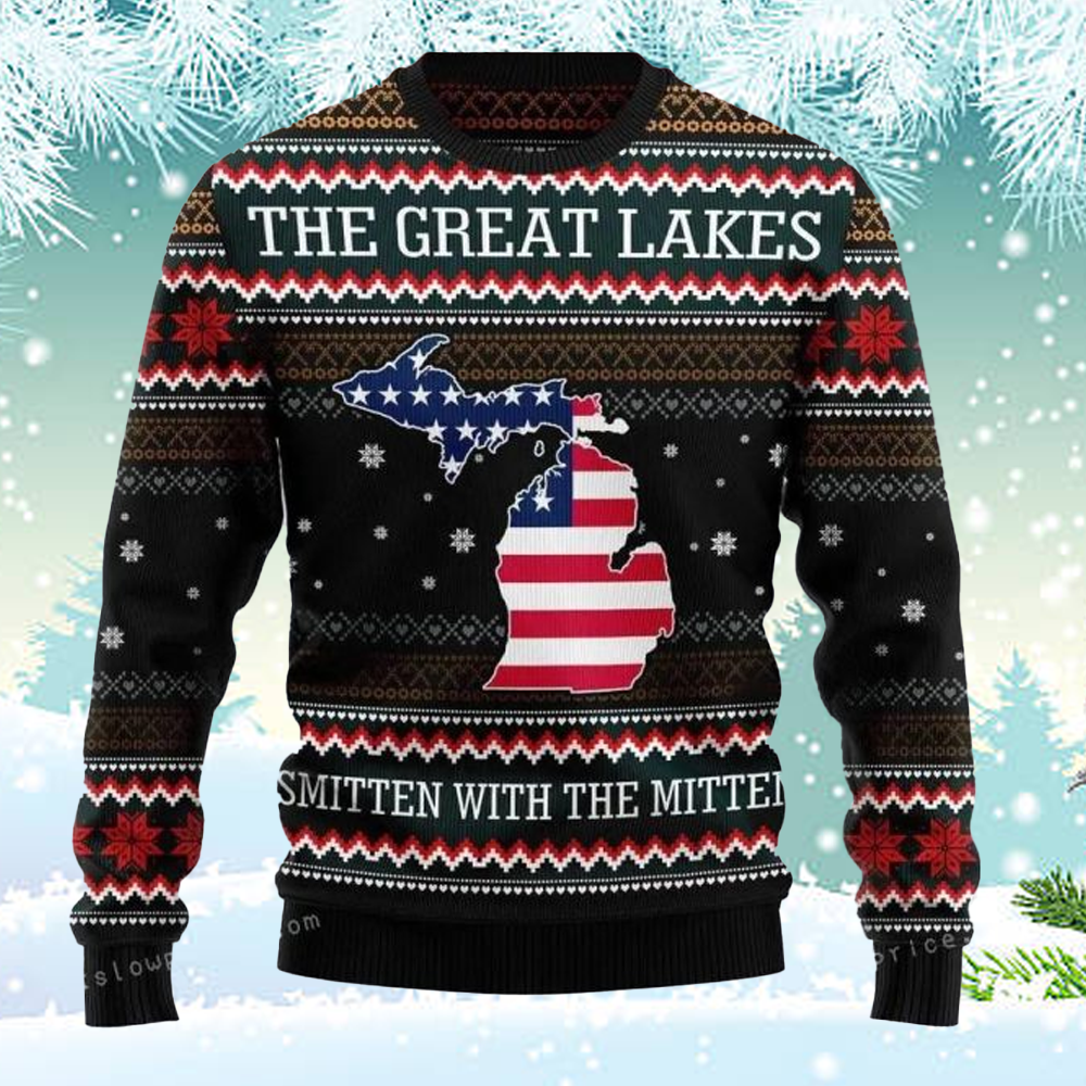 The Great Lakes Michigan Smitten With The Mitten Ugly Sweater 